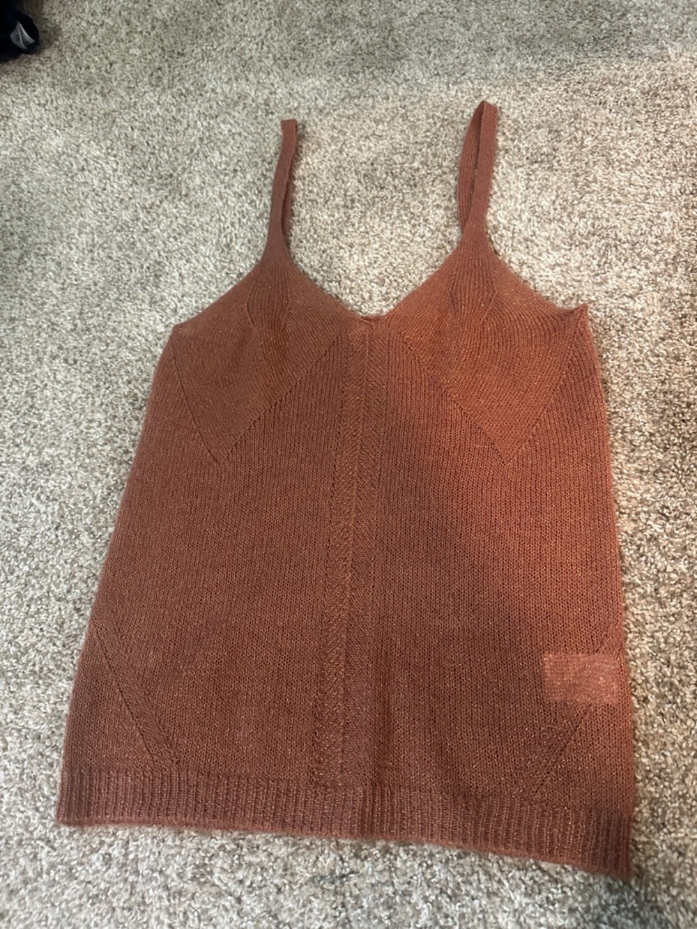 Mes Demoiselles Rust-Brown Knit V-Neck Camisole